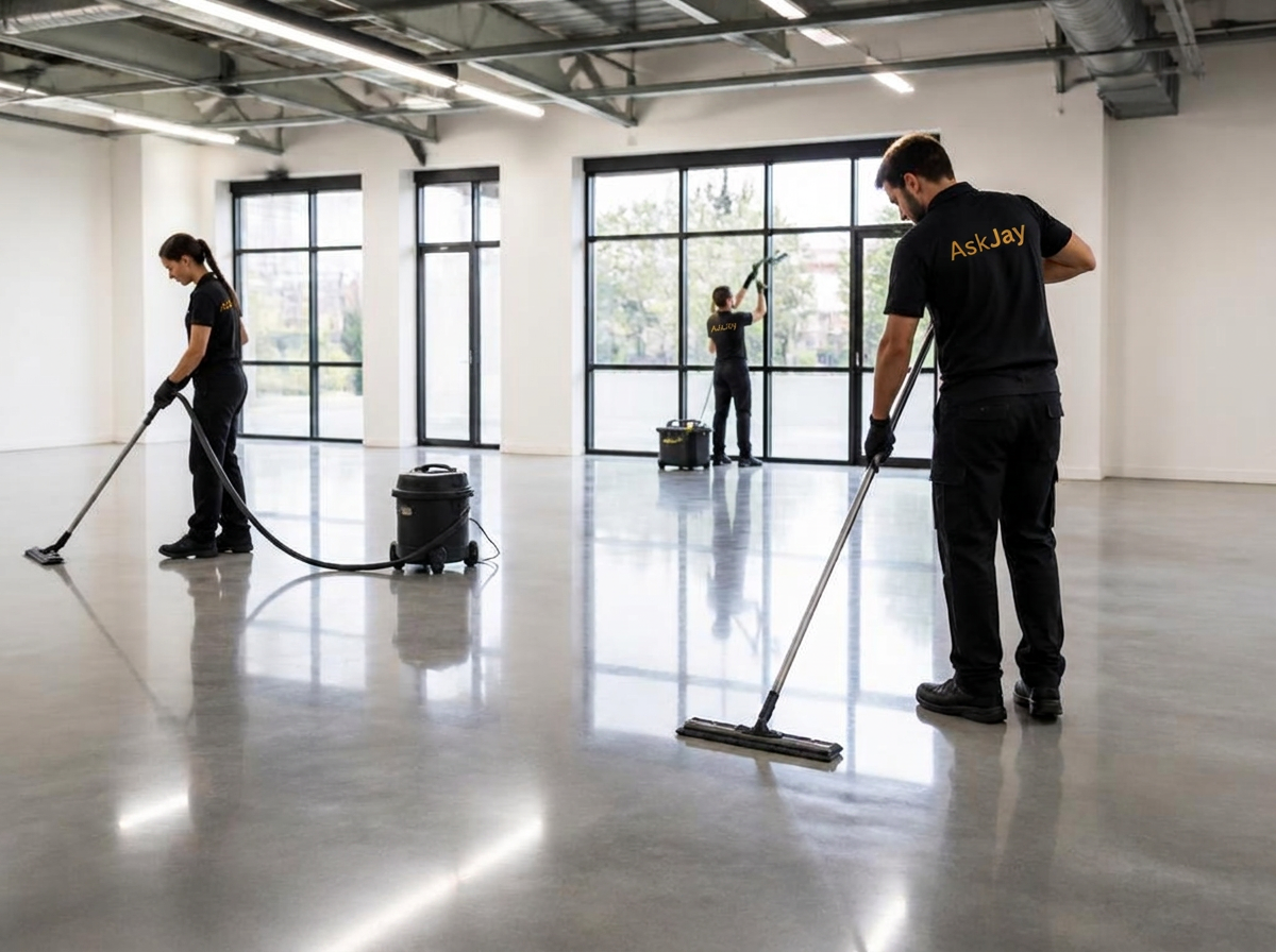 AskJay cleaning team completing an end-of-lease commercial facility clean